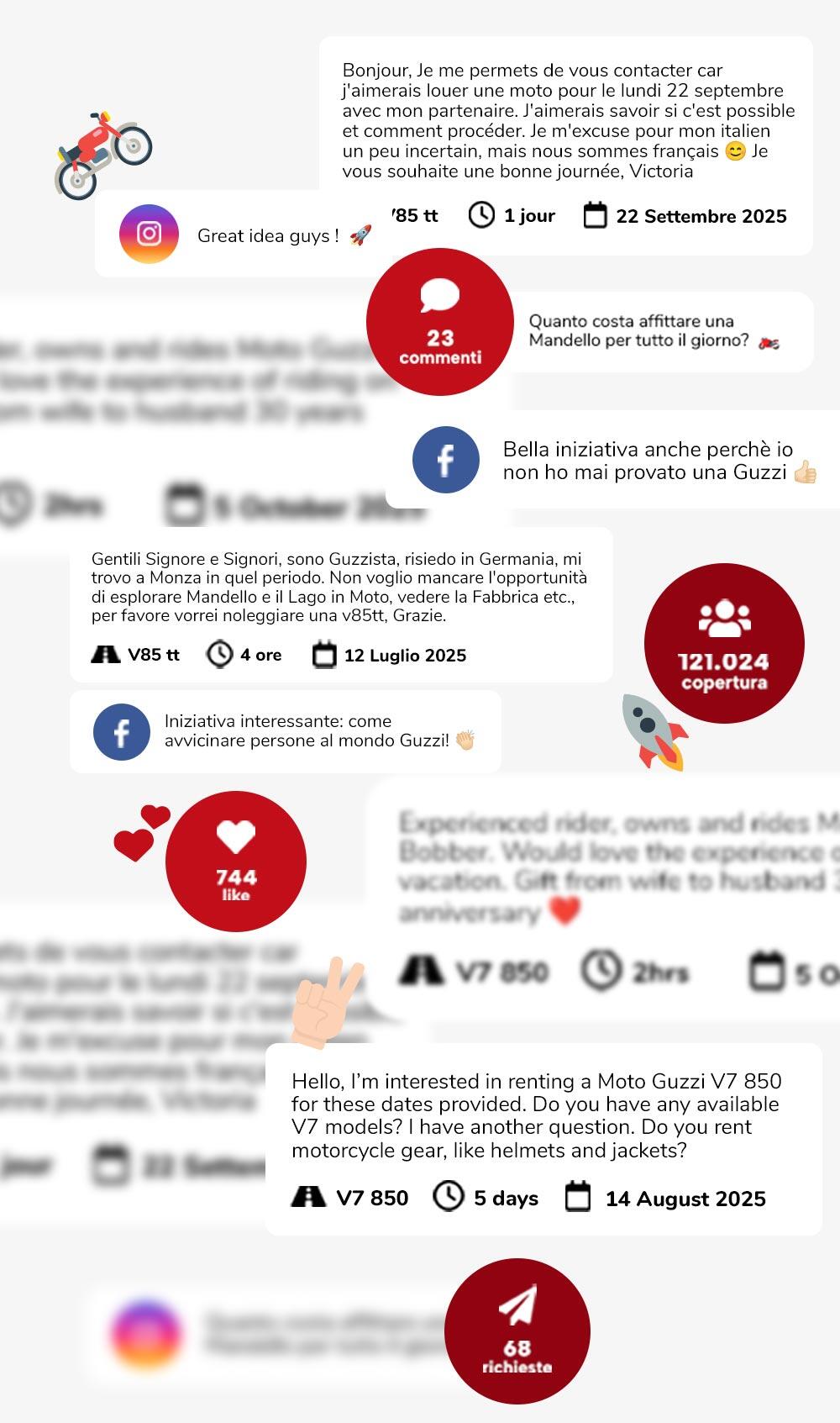 Lead generation per attività locale: commenti e richieste di noleggio moto per Agostini Mandello