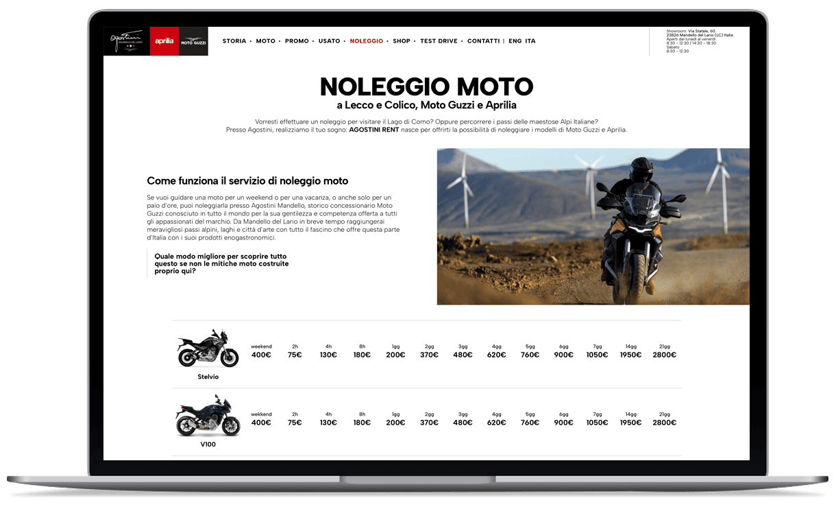 landingpage campagna marketing noleggio moto